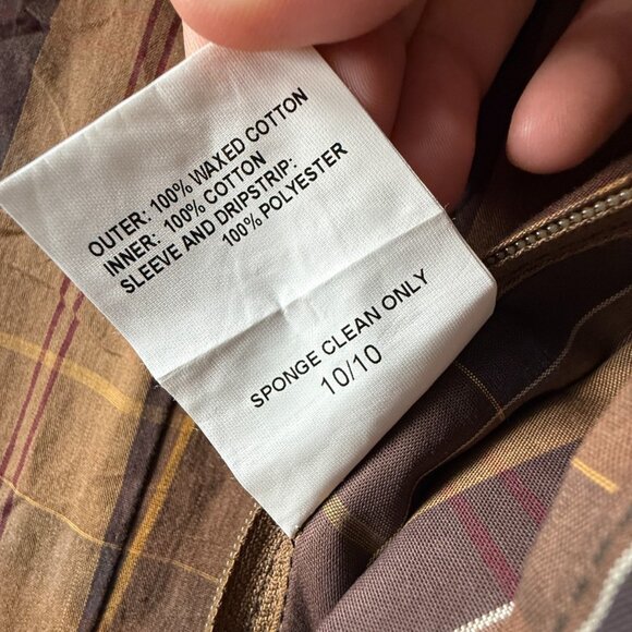 Barbour Flyweight Urban Jacket Tartan Lined Waxed Brown Women Full Zip Size 16 - Picture 16 of 16